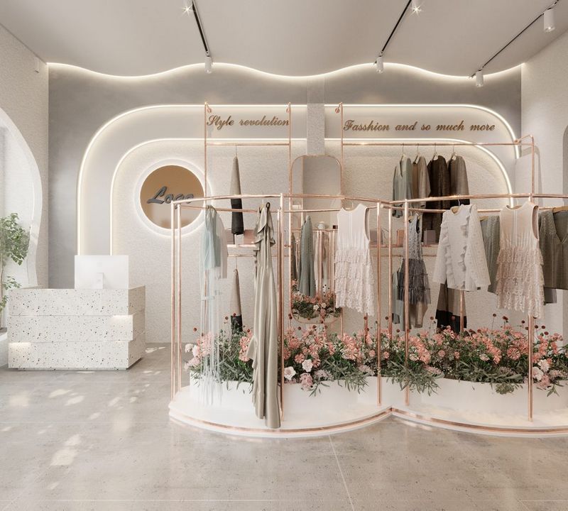 Thiết kế shop thời trang tông vàng