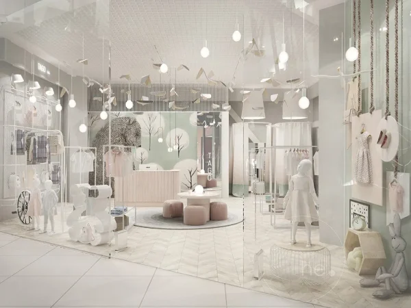 Mẫu thiết kế shop thời trang trẻ em hiện đại