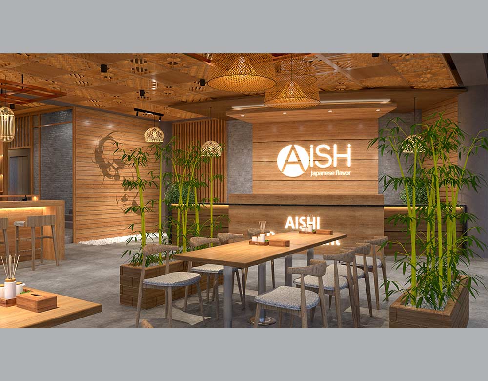 Thiết kế nội thất nhà hàng Aishi phong cách Nhật Bản sang trọng Thiết kế nội thất nhà hàng Aishi phong cách Nhật Bản sang trọng