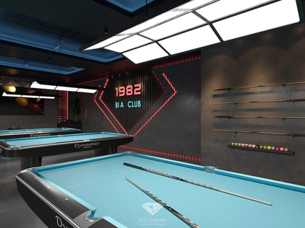 Thiết kế nội thất quán cafe bida 1982 BIA CLUB 230m2