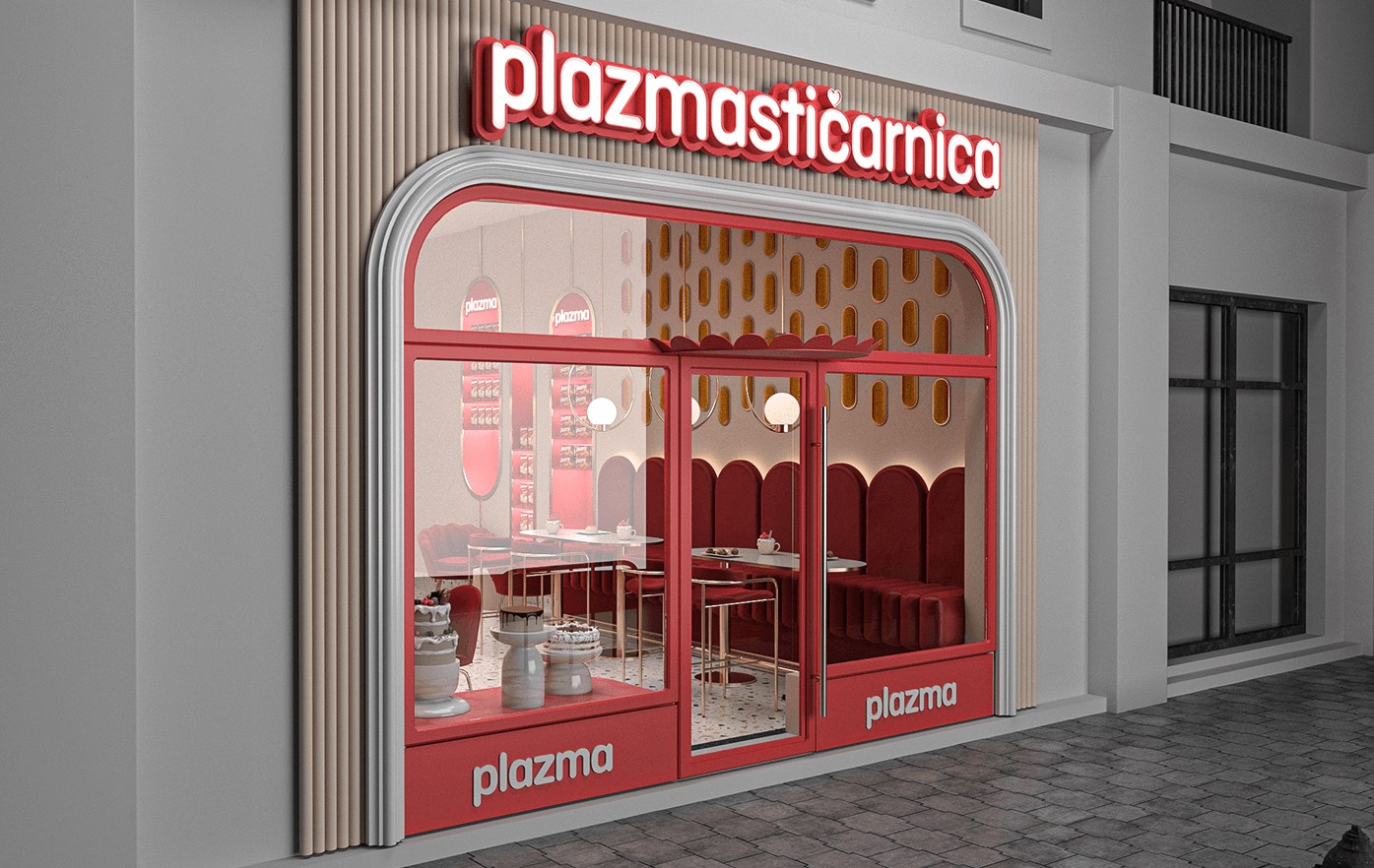Mẫu thiết kế tiệm bánh Plazma tông đỏ - Ảnh 2