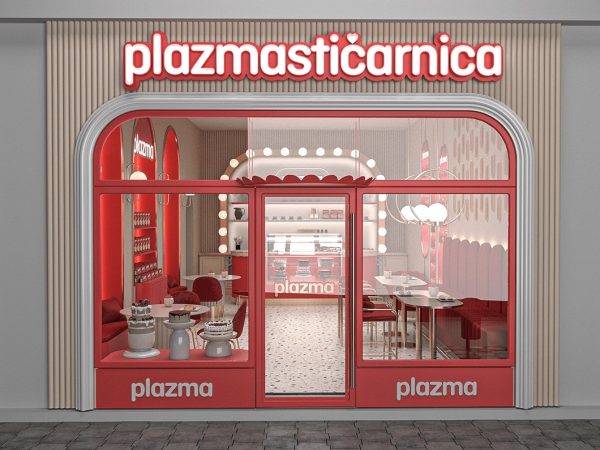 Mẫu thiết kế tiệm bánh Plazma tông đỏ