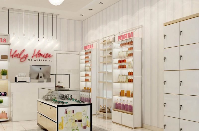 Thiết kế shop mỹ phẩm có nhiều ánh sáng