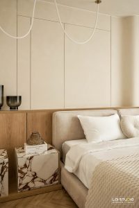 Góc phòng ngủ chung cư phong cách Wabi Sabi - Trọng Design