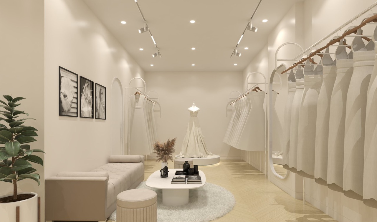 Mẫu Thiết Kế Studio Váy Cưới màu trắng vàng sang trọng - Ảnh 3