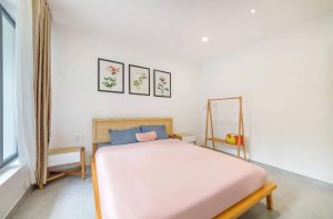 Phòng ngủ homestay đà lạt đơn giản dễ thuognw
