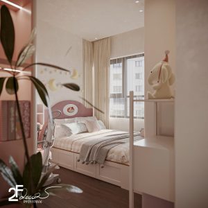 Phòng ngủ phụ căn hộ chung cư phong cách Wabi Sabi Bình Chánh - Trọng Design