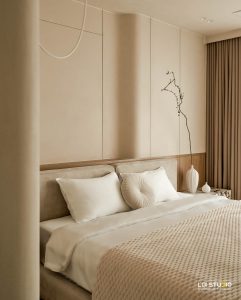 Thi công phòng ngủ chung cư phong cách Wabi Sabi - Trọng Design