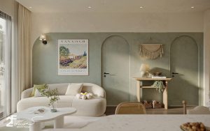 Thiết kế Phòng khách căn hộ chung cư phong cách Wabi Sabi ở Bình Chánh - Trọng Design