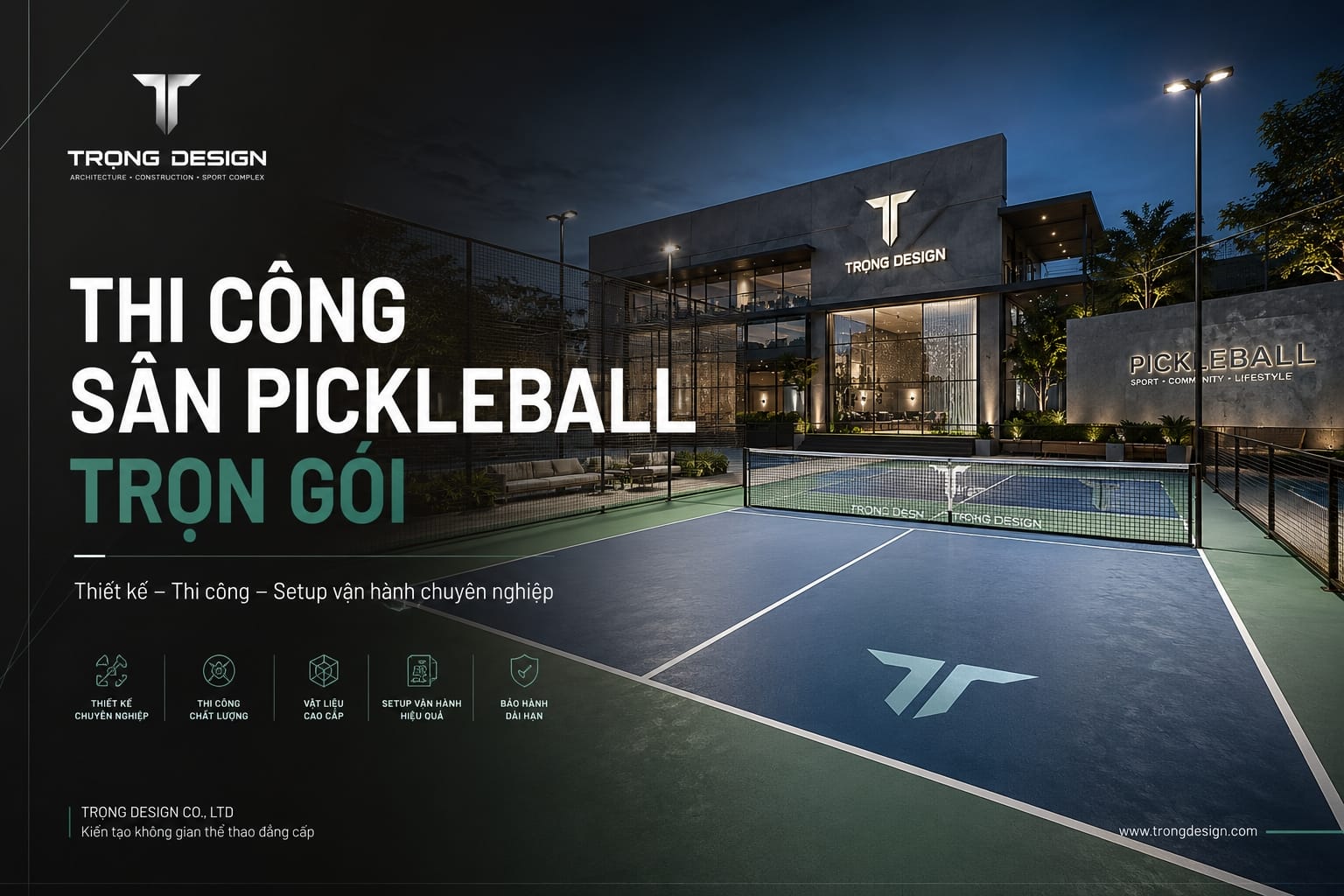 1 Phần giới thiệu thi công Sân Pickel Ball Của Trọng Design
