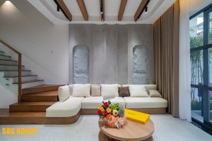 6 Thiết kế thi công phòng khách nhà phố 3 tầng trọn gói Bình Dương | Trọng Design