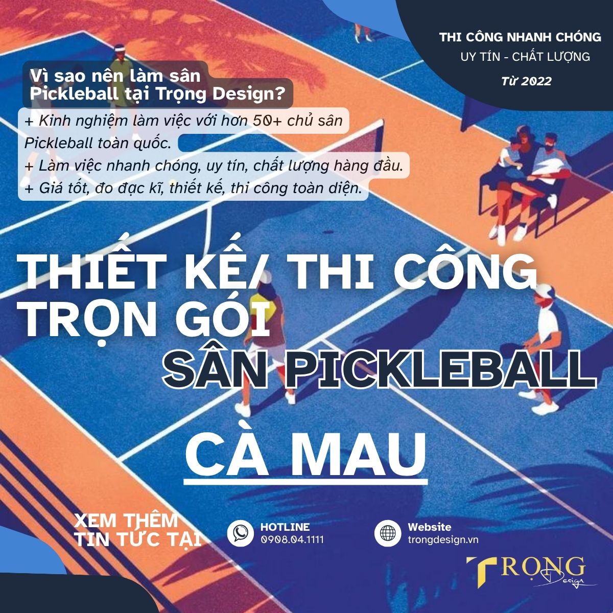 THIẾT KẾ_ THI CÔNG TRỌN GÓI SÂN PICKLEBALL CÀ MAU _ Trọng Design