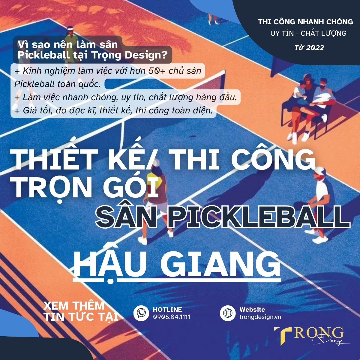 THIẾT KẾ_ THI CÔNG TRỌN GÓI SÂN PICKLEBALL HẬU GIANG _ Trọng Design