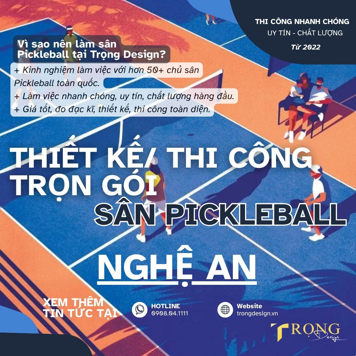 THIẾT KẾ_ THI CÔNG TRỌN GÓI SÂN PICKLEBALL NGHỆ AN _ Trọng Design