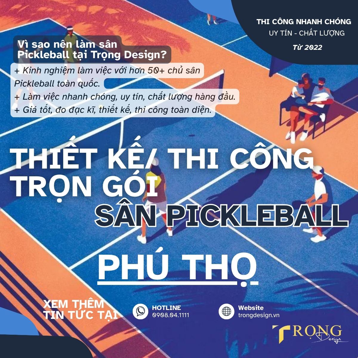THIẾT KẾ_ THI CÔNG TRỌN GÓI SÂN PICKLEBALL PHÚ THỌ _ Trọng Design
