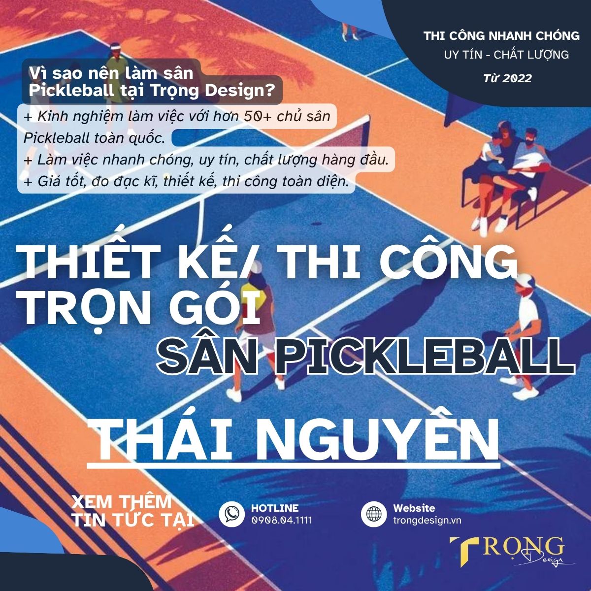 THIẾT KẾ_ THI CÔNG TRỌN GÓI SÂN PICKLEBALL THÁI NGUYÊN _ Trọng Design