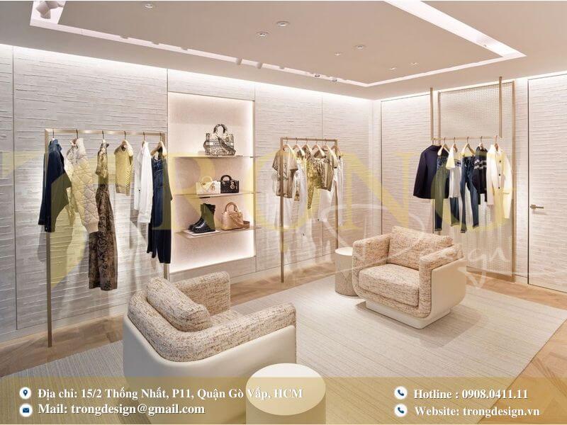 Nội thất cửa hàng thời trang với thiết kế tối giản