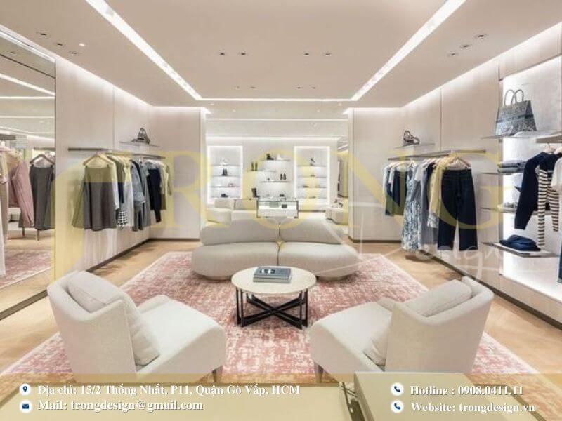 Thiết kế cửa hàng hiện đại và sang trọng với tông màu trang nhã.