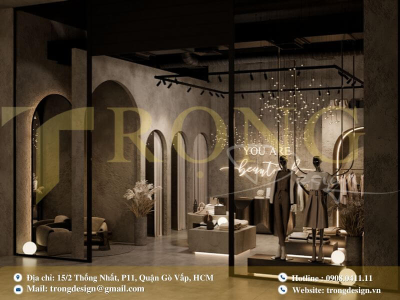 Thiết kế cửa hàng hiện đại và cá tính với vòm cửa cong.