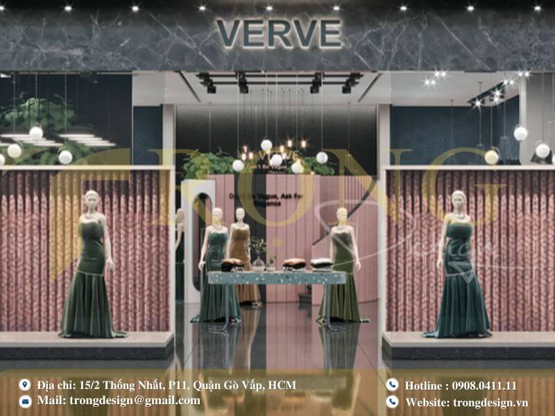 Mặt tiền cửa hàng sang trọng và quyến rũ với rèm nhung
