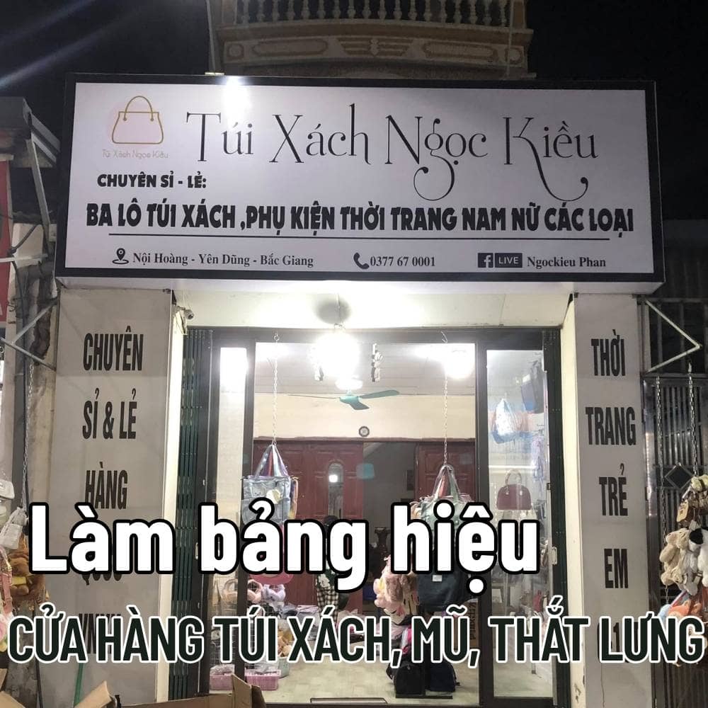 32 Thi công_ Làm bảng hiệu Cửa hàng phụ kiện thời trang_ túi xách, mũ, thắt lưng đẹp, phong cách, sang trọng _ Trọng Design
