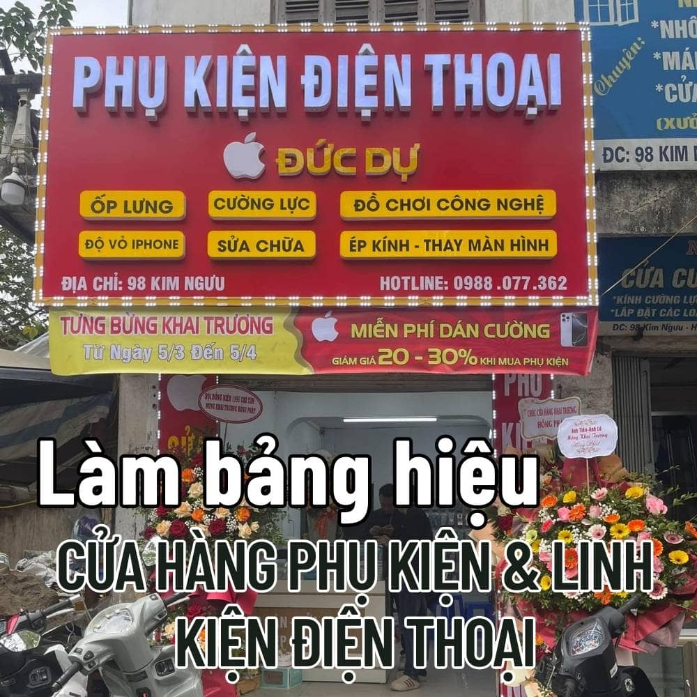 5 Làm bảng hiệu Cửa hàng phụ kiện, linh kiện điện thoại, máy tính đẹp, nhanh chóng _ Trọng Design