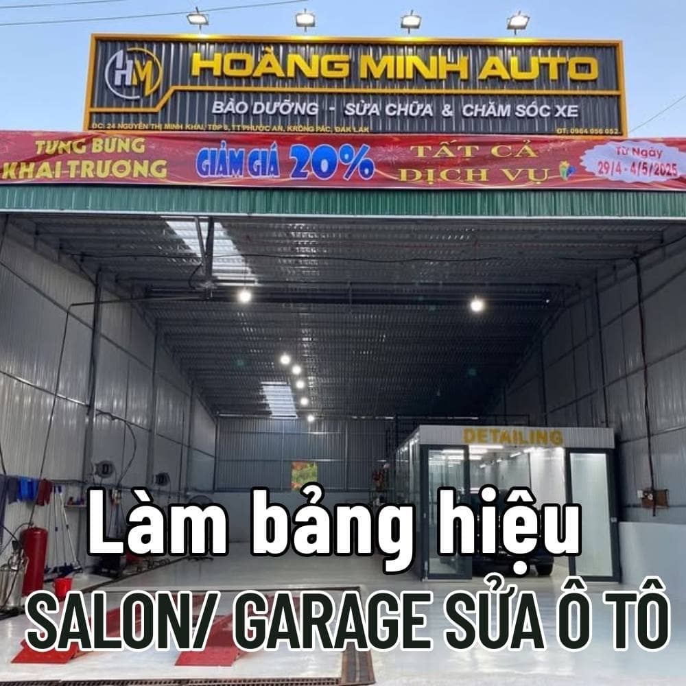 62 Thi công_ Làm bảng hiệu Salon_ garage sửa ô tô đẹp, sang trọng giá tốt _ Trọng Design