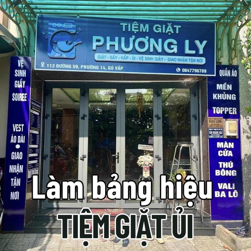 81 Thi công_ Làm bảng hiệu Tiệm giặt ủi đẹp, thu hút khách hàng giá tốt _ Trọng Design