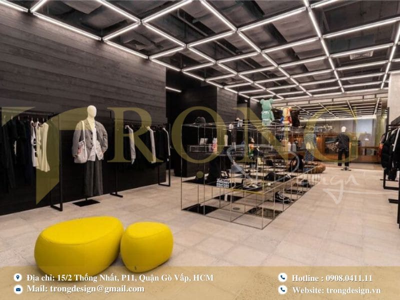 Thiết kế shop thời trang nam mạnh mẽ, tối giản