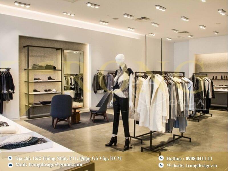 Thiết kế cửa hàng với phong cách thanh lịch và tối giản.