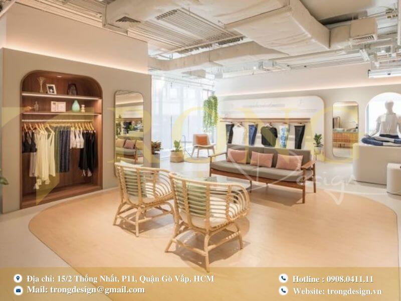 Thiết kế cửa hàng thư giãn và gần gũi với thiên nhiên.