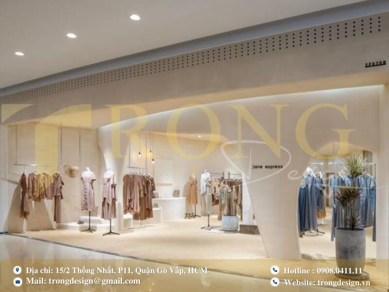 Thiết kế cửa hàng hiện đại và tối giản với tông màu trung tính