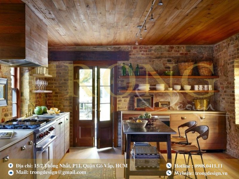Bếp Rustic (mộc mạc) gần gũi thiên nhiên