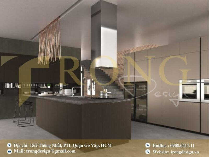Bếp hiện đại, ấm cúng với sự kết hợp hài hòa của gỗ và cây xanh.