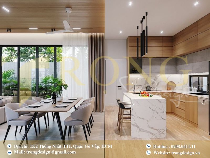 Mẫu bếp mở liên thông phòng khách – kết nối không gian sống