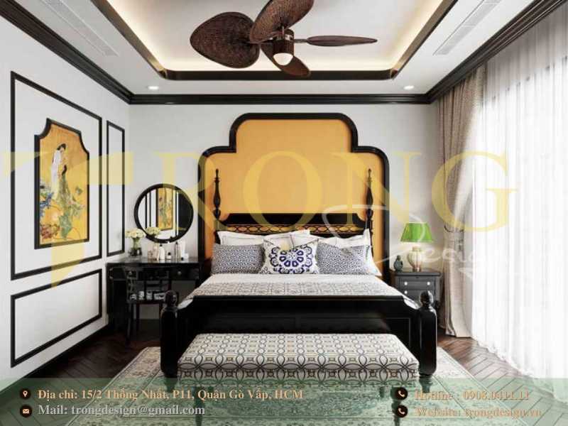 Phòng ngủ Indochine hòa quyện giữa vẻ đẹp Á Đông và nét Pháp cổ