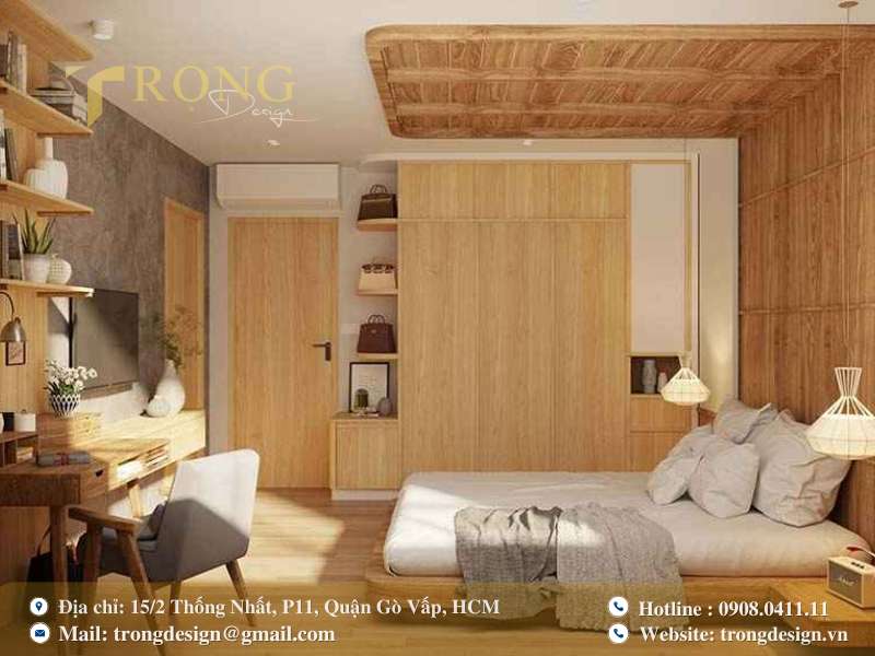 Vòm cong đầu giường kết hợp gam màu thanh lịch và thư thái.