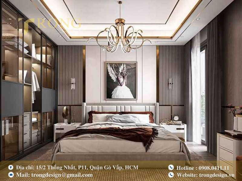 Sang trọng với be - ghi - nâu kết hợp kính và ánh vàng.