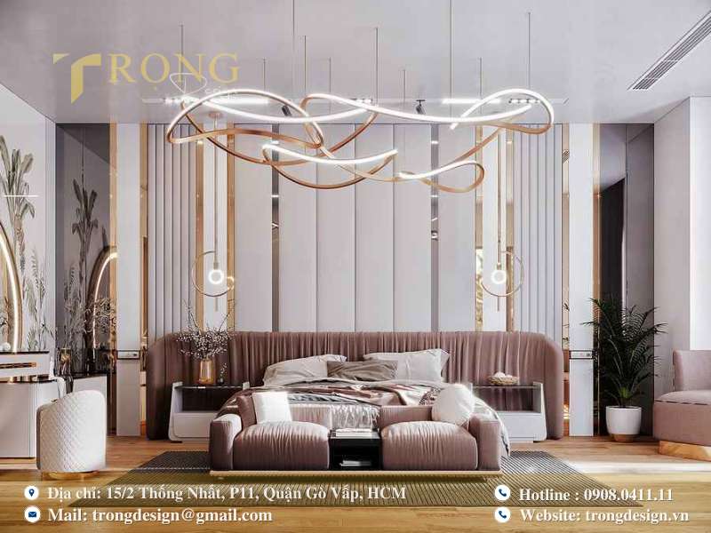 Nâu hồng - trắng - vàng đồng hòa quyện trong không gian đậm cá tính.