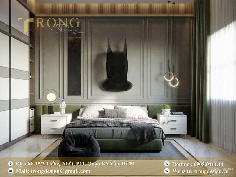 Độc đáo và cá tính với tông màu xanh rêu nổi bật.