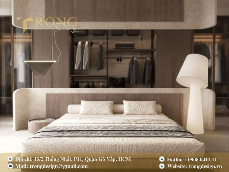 Phòng ngủ hiện đại độc đáo với đường cong mềm mại.