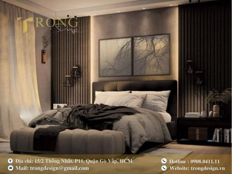 Thiết kế hiện đại với tông màu trầm ấm và không gian thư giãn.