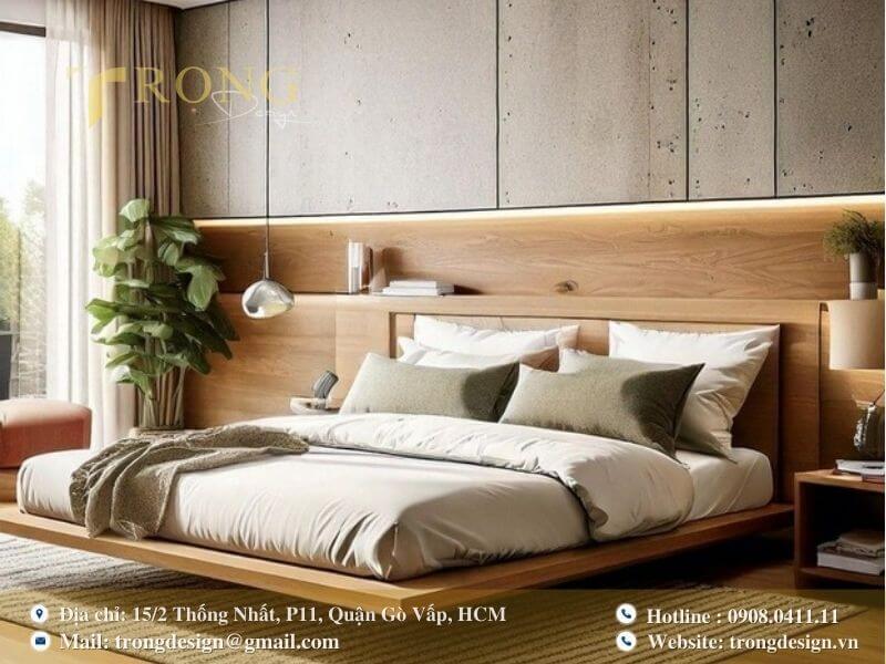 Phòng ngủ sang trọng với sự kết hợp màu sắc tinh tế và nội thất cao cấp.