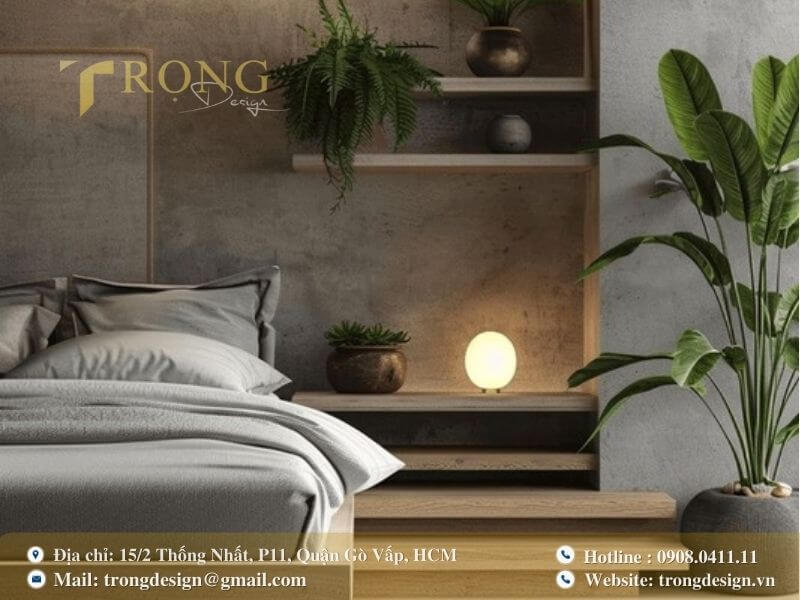 Phòng ngủ tối giản, ngập tràn chất liệu gỗ tự nhiên.