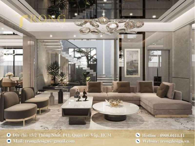 Một không gian phòng khách hiện đại, sang trọng với các chi tiết tinh xảo.