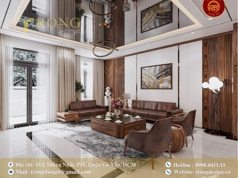 Phòng khách sang trọng, hiện đại, thích hợp cho vợ chồng yêu sự tiện nghi.
