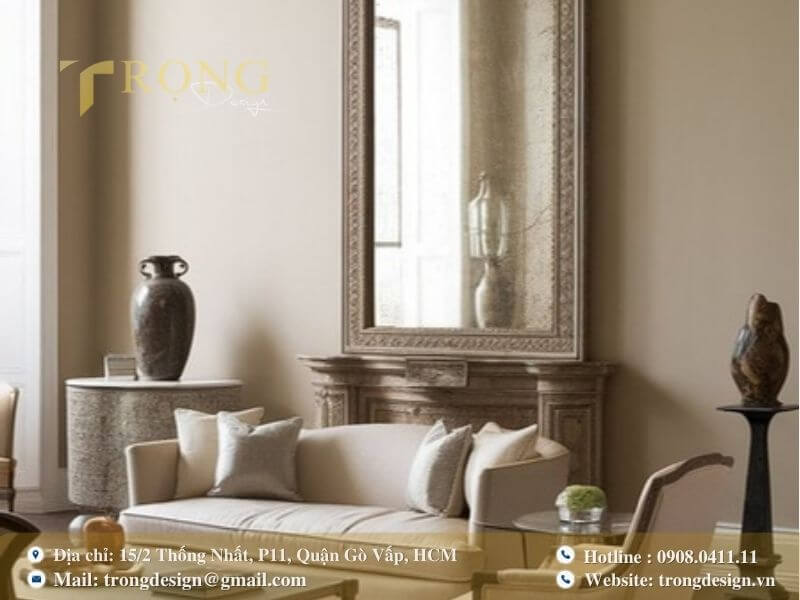 Lãng mạn, tinh xảo với chiếc gương lớn làm trung tâm.