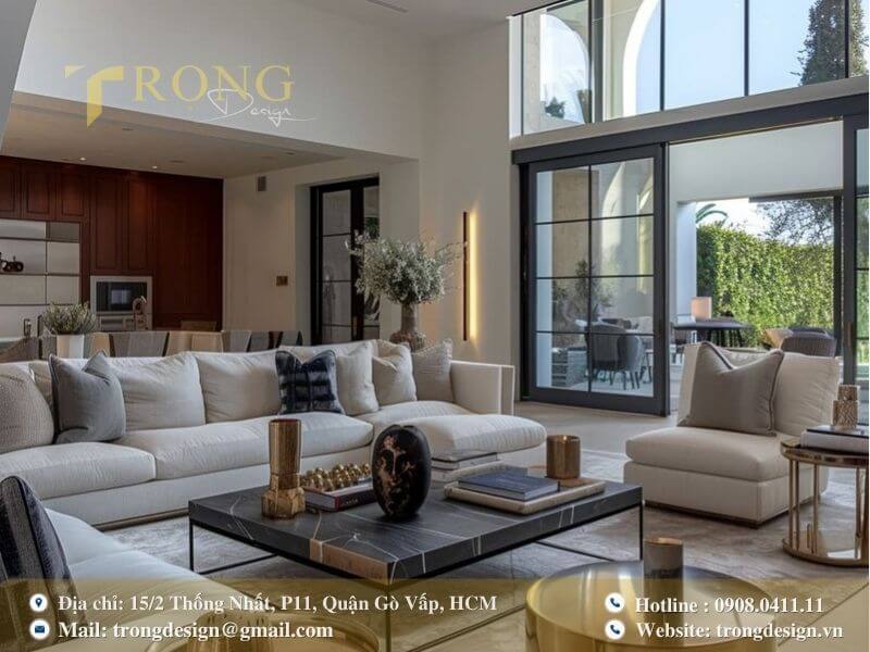 Phòng khách sang trọng với không gian mở và nội thất đẳng cấp.