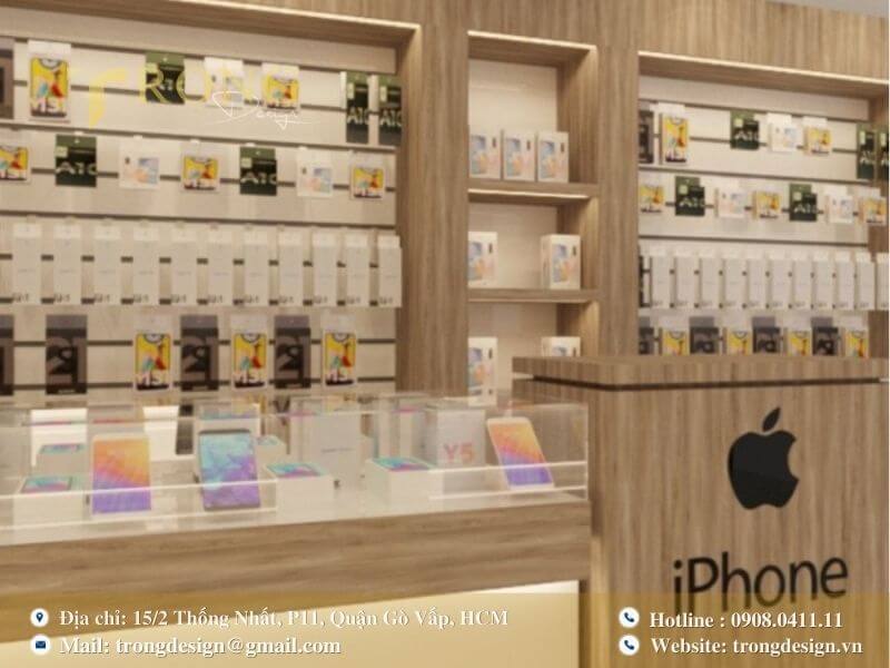 Không gian cửa hàng ấm cúng, chuyên nghiệp với nội thất gỗ sáng.