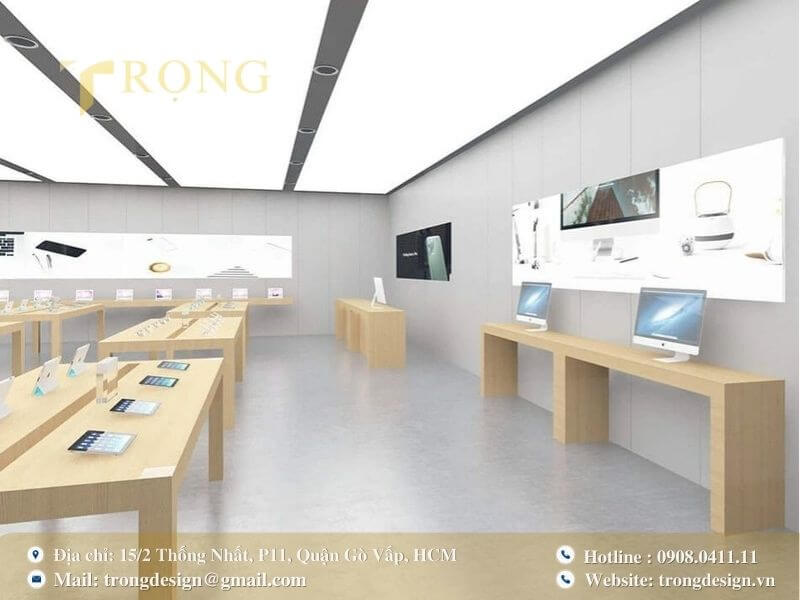 Thiết kế cực kỳ tối giản với không gian trắng rộng và ánh sáng đồng đều